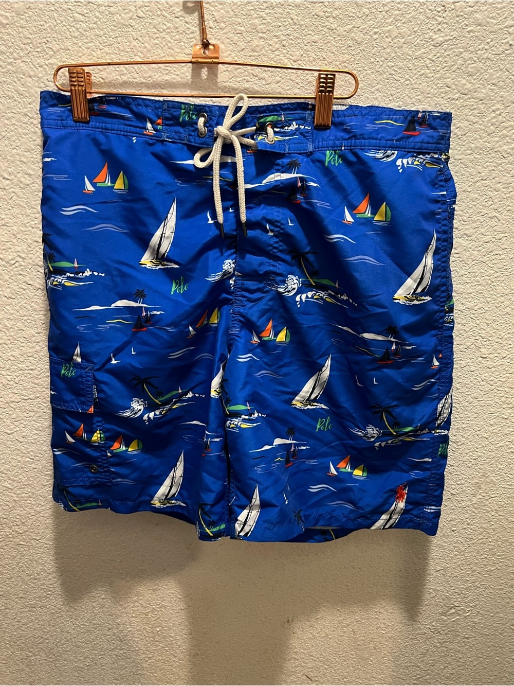 Ralph Lauren Blue Sailboat Print Swim Trunks